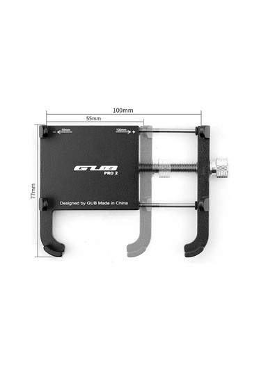 Gub Pro2 Alüminyum Alaşımlı 360 Derece Dönen Motosiklet Telefon Tutucu Siyah Siyah