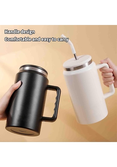 Pipetli Su Şişesi Kadınlar İçin Paslanmaz Çelik Yetişkin Su Şişeleri Suyu Soğuk Tutan Termos Yalıtımlı Şişeler Bardak Vakumlu Mataralar Kahve 1500ml Saplı Araba Kupası Mor 1500ml Mor