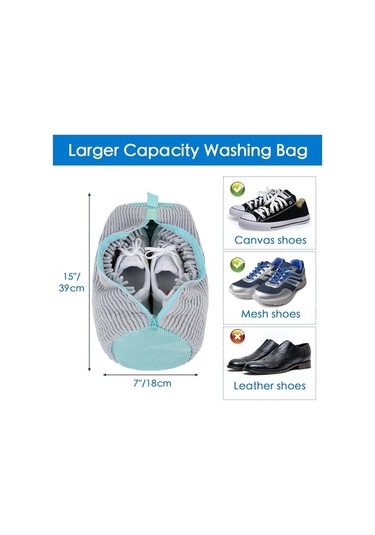 Bosphorusboutique02 Springsun Gri Renkli 2'li Çamaşır Makinesi Çanta Seti: Dayanıklı Ayakkabı Yıkama Çantası Ve Ağ Desenli Giyim Koruması Gri