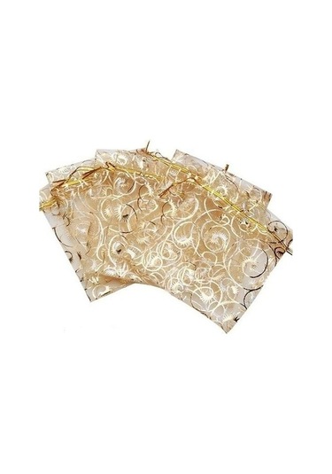 Novahub 25/50/100 Adet Şampanya Organze İpli Çanta Takı/hediye/kozmetik Şeker Çantası 9x12cm Düğün Kutlamalar İçin 100pcs