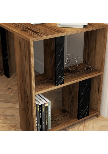 Variant Lima Çalışma Masası Ve Kitaplık Takımı - Ceviz / Siyah Me Ceviz