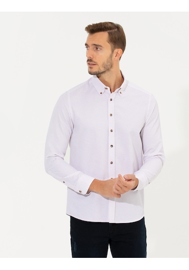 Pierre Cardin Erkek Bordo Desenli Gömlek 50266529-vr014 Bordo