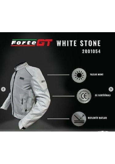 Forte Gt 1054 White Stone 7 Parça Full Korumalı Yazlık Motosiklet Montu Beyaz