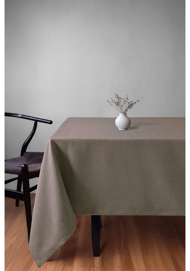 Keten Dokulu Açık Bej Masa Örtüsü Zengin Renk Seçenekli Açık Bej