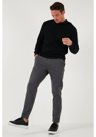 Buratti Streç Pamuklu Slim Fit Normal Bel Boru Paça Erkek Pantolon 674003 Antrasit