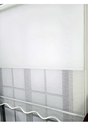 Bbb Keten Kumaş Çift Mekanizmalı Tül Stor Perde Ekru Renk Tsk3002