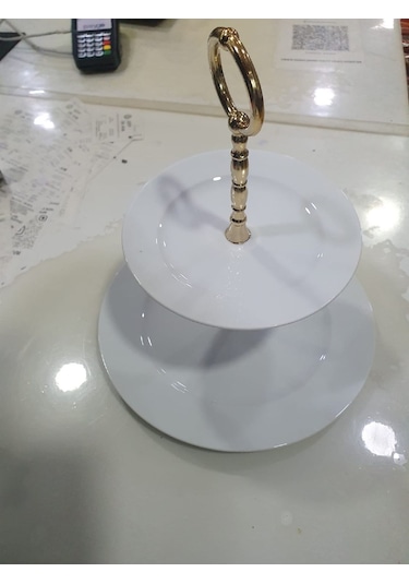 2 Katlı Porselen Şekerlik Beyaz