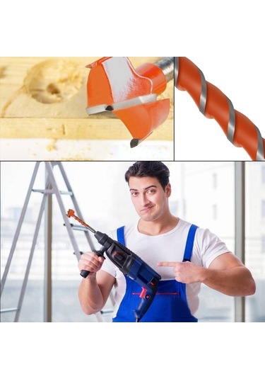 Prestigegoods Uzatma Forstner Ucu Ahşap İşleme Delik Açma Aleti Çimentolu Karbür 16-25mm 7mm Altıgen Saplı Turuncu Diğer