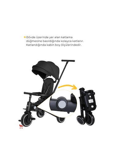 Merkür Bebe Hawk Üç Tekerlekli Bebek Ve Çocuk Bisikleti Siyah Siyah