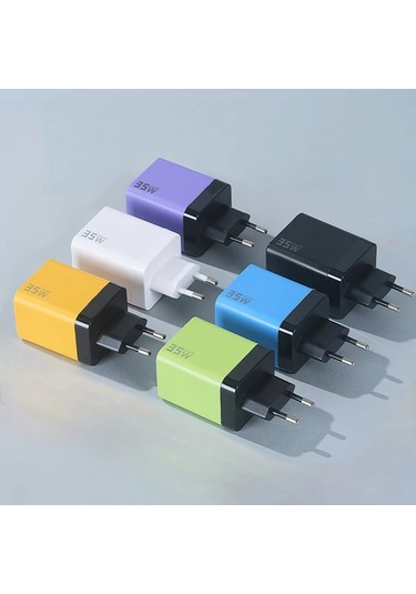 Motion003 35w Pd Pps Hızlı Duvar Şarj Cihazı 1 Adet Mavi Adaptör 70cm Entegre Kablo 2li 1 Arada Telefon Şarj Cihazı Usb Blok Avrupa Fişi