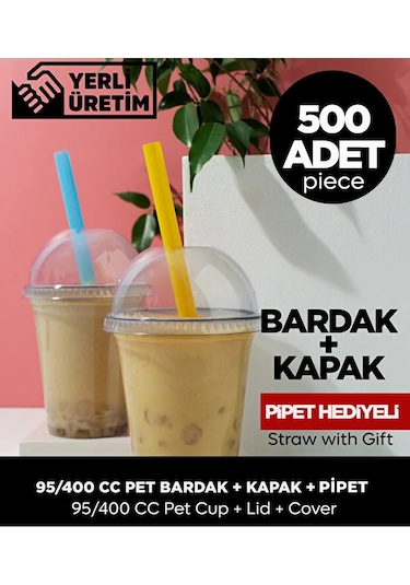 95/400 Cc Pet Bardak Kapak - 500 Adet Pipet Hediye Diğer