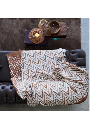 Tek Kişilik Peluş Battaniye Kahverengi Bej