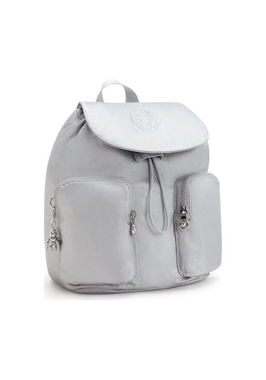 Kıplıng Anto S Küçük Boy Sırt Çantası Gri Sılver Glam Gri