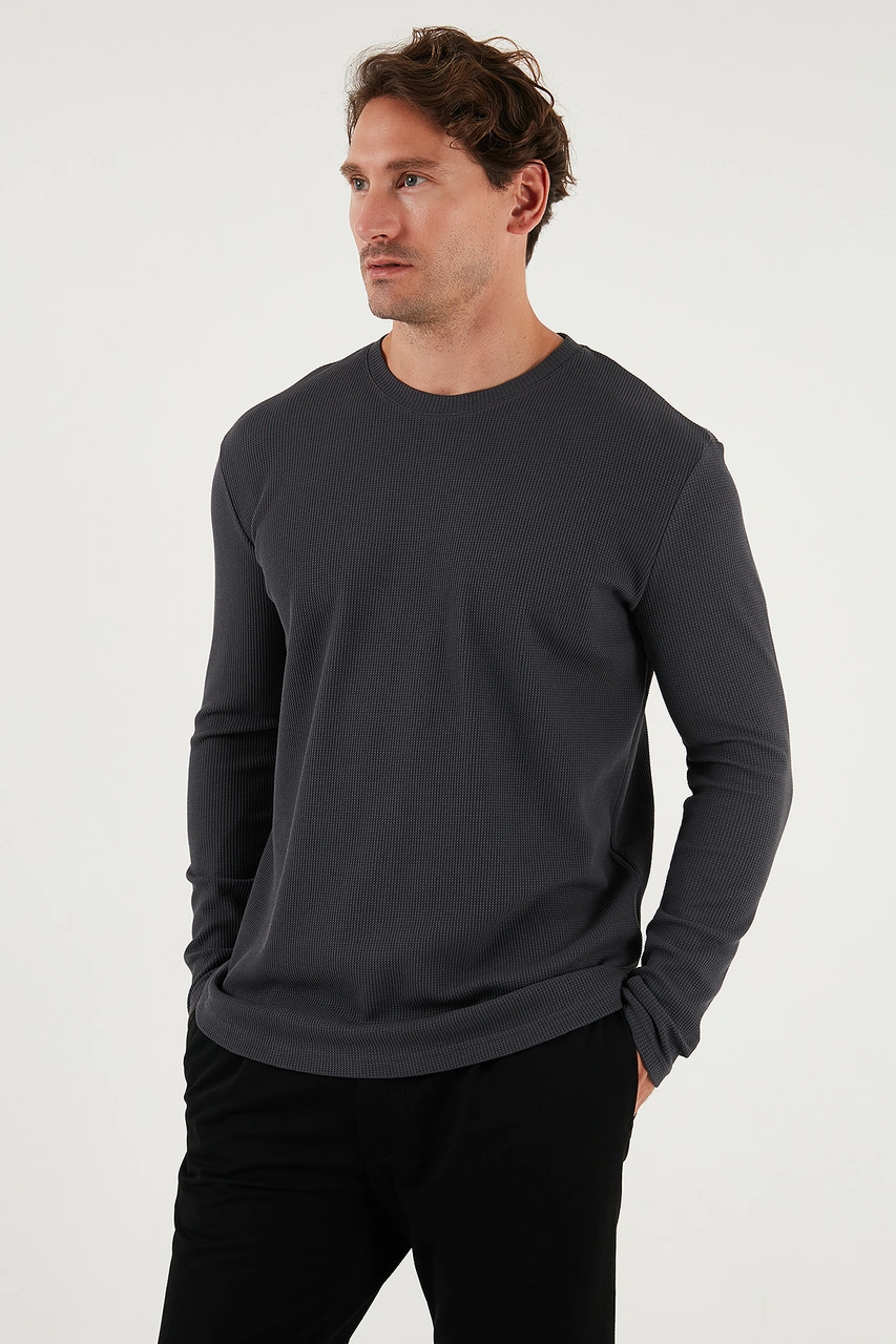 Buratti Pamuklu Bisklet Yaka Slim Fit Basic 3'Lü Paket Erkek Sweat 5905073S3 Antrasit-Açık Haki-Ekru