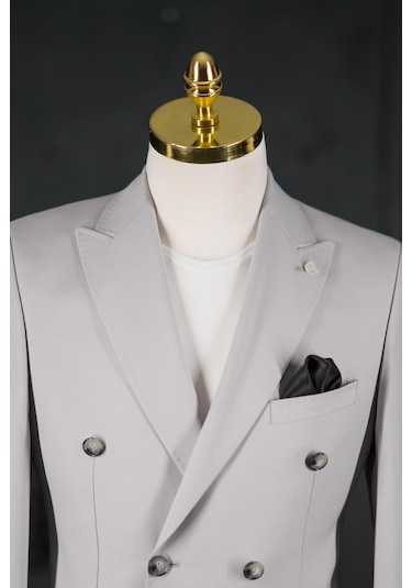 Sir Regular Fit Çift Yırtmaç Astarlı Erkek Kruvaze Tek Ceket 001