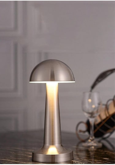 Lizbon 3 Işık Renkli Şarjlı Dim Edilebilir Masa Lambası Silver