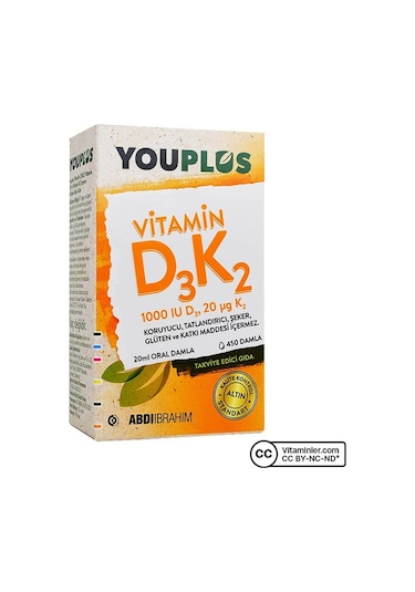 Youplus Vitamin D3 K2 1000UI  20mcg Oral Damla 20ml