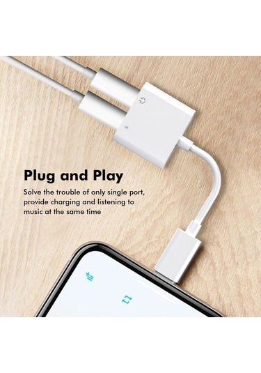 Sandwich İphone 2-in-1 Şarj Ve Ses Çevirici - Müzik Dinlerken Şarj, Kaliteli Ses, Hızlı Şarj, Abs Kasa, İos Uyumlu