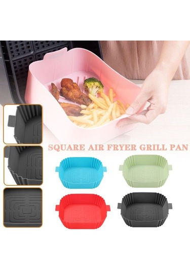 Air Fryer Silikon Tencere Sepeti Astarı Yapışmaz Fırın İçin Yeşil Diğer
