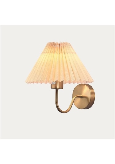 Modern Pileli Kumaş Gölge Duvar Sconce Retro Rustik Duvar Lambası Antik Çiftlik Evi Dekor Duvar Işığı Altın Altın