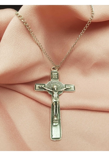 Tezzgelsin Unisex Çarmıha Gerilmiş Isa Tasarımlı Haç Kolye Gümüş