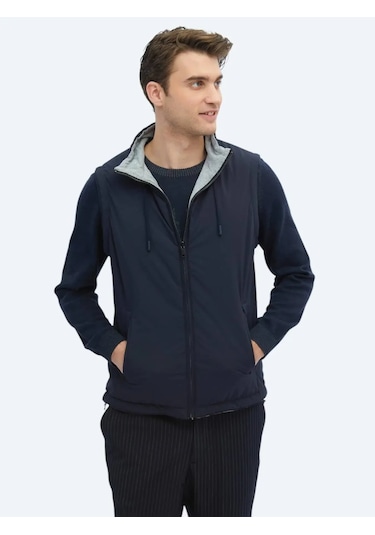 Kip Lacivert Regular Fit Dik Yaka Casual Dokuma Spor Yelek Lacivert