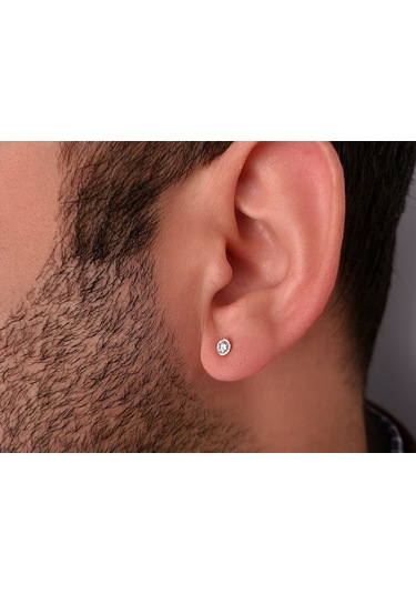 Sirius F Renk 0.14 Karat Pırlanta Tektaş Erkek Küpesi  0815E0043