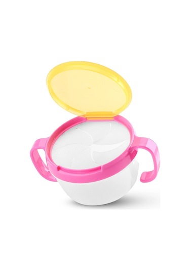 Sones Bebek Atıştırmalıkları Kase Çocuk Çocuk Gıda Saklama Kapları Anti Dökülme 360 Döndürülebilir Bebek Katı Beslenme Tabak Sofra Takımı Bebek Beslenme Malzemeleri Pembe