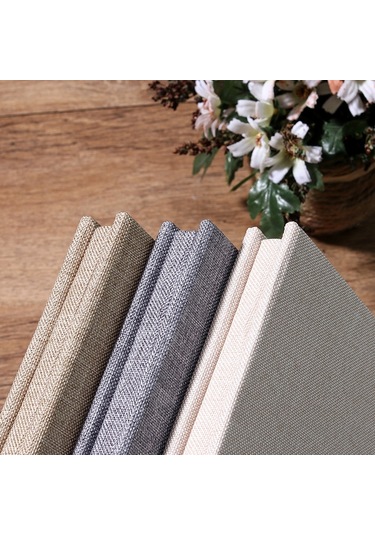 Sones Basit Keten Kendinden Yapışkanlı Film Albümü Retro Aile Büyük Kapasiteli El Yapımı Yaratıcı Hediyeler Bej Siyah Sayfa