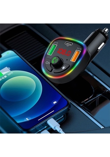 Sones P24 1 Type-c + 2 Usb Araç Şarj Cihazı Araç Bluetooth Müzik Çalar Gerilim Algılama