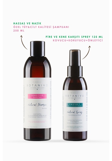 Botanivo Köpekler İçin Pire & Kene Karşıtı Sprey Ve Şampuan Tam Bakım Seti