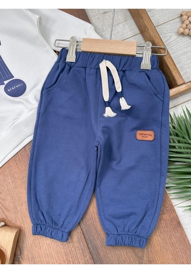 Hi Baskılı Bereli Armalı Oversize Erkek Bebek Takım Lacivert