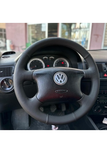Volkswagen Golf 4 Araca Özel Direksiyon Kılıfı Nokta Düz Siyah D