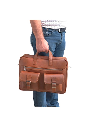 Lederax Hakiki Deri Evrak Portföy Laptop Çantası Ld479 Kahverengi