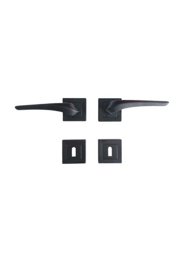 2021 Siyah Kare Rozetli Oda Kapı Kolu 1 Takım Oda