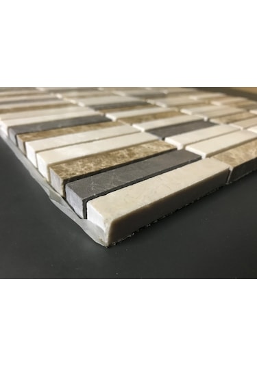 Doğaltaş 30,5X30Cm Mermer Mix Mutfak Tezgah Arası Fileli Cilalı