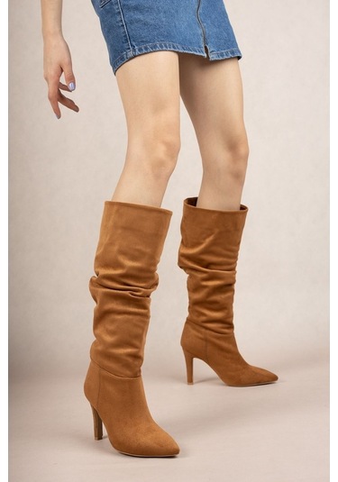 Gimer - 10 Punt Taba Süet Çizme - Cng220702G Taba