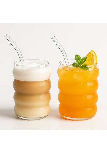 350 Ml Borosilikat Cam Bardak Cam Pipetli, Isıya Dayanıklı Şık Tasarım, Çay Ve Kahve İçin Uygun Cam - Şeffaf