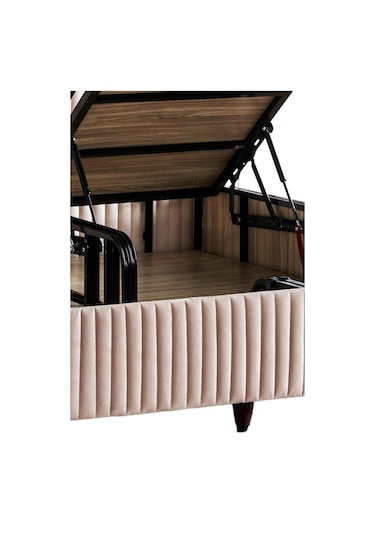 Line Visco Lüks Yatak Baza Ve Başlık Seti 180x200 Cm Çift Kişilik Yatak, Baza Ve Başlık Takımı Krem