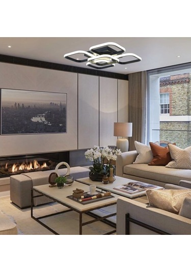 Tt302-4+1-Sy Kare Tt Aydınlatma Mat Siyah Plofonyer 5 Li Led Aviz