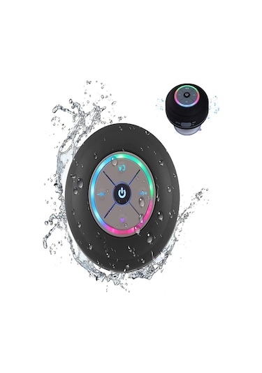 Geeroyoo Su Geçirmez Bluetooth Hoparlör, Renkli Led Işıklı, Emme Kupası Ve Bass Ses - Siyah Jzr-gy