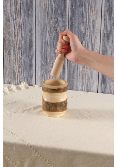 Ahşap Havan Sarımsak Baharat Döveceği Seti