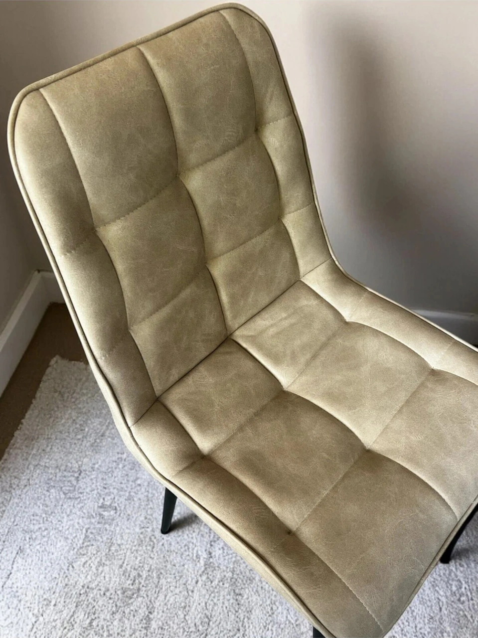 Dengema Bahar Sandalye 2 Adet Modern Yemek & Mutfak Sandalyesi, Bej Kumaş - Metal Siyah Ayak Bej