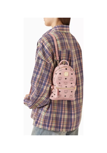 Mcm Mini Stark Pudra Pembe Stud Detaylı Lüks Sırt Çantası 171bat