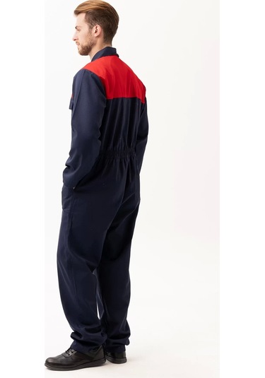 Pamuklu Gabardin Tulum Lacivertkırmızı İş Güvenliği Carica Yazlık