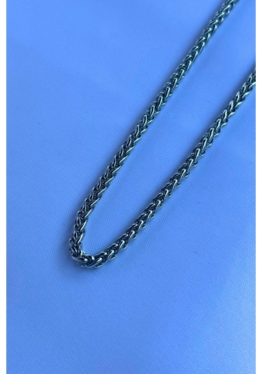 El İşçiliği Paslanmaz Çelik Zincir Erkek Kolye Gümüş - Siyah