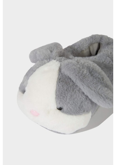 Defacto Kız Çocuk Tavşan Temalı Düz Taban Panduf C8424a825wngr41 Gri