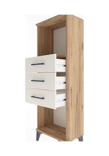 Arges Dolap Tek Raflı 3 Çekmeceli 44x30x134 Çam-aytaşı Atlas Çam