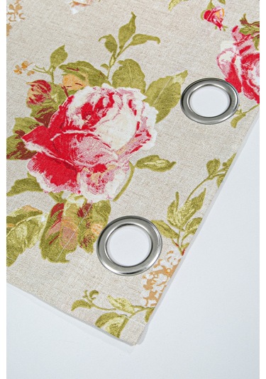 Maira Halkalı Fon Perde Güllü 140x270 Bej