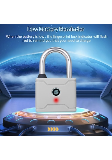 Hallow-t1006d Akıllı Parmak İzi Asma Kilit Şarj Edilebilir,gri